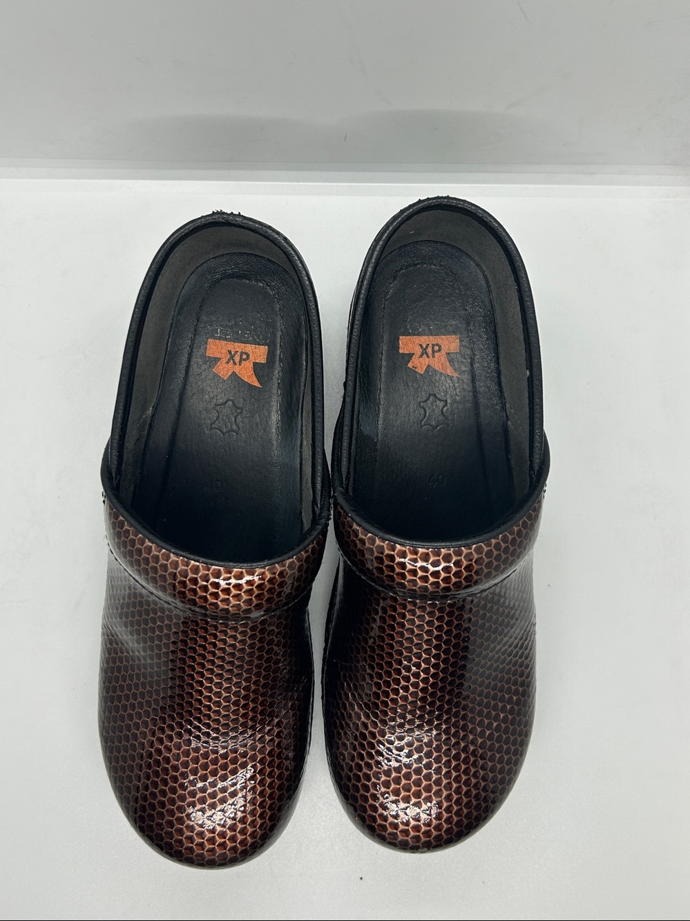 Dansko Brown Metallic Hex-Pattern Clogs - Picture 4 of 16
